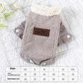 Lambswool grey padded dog vest with wool lining for winter wear, shown on a dog model.