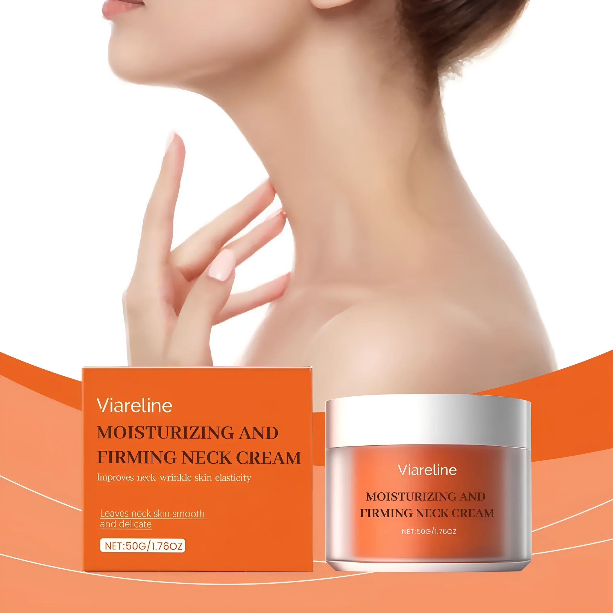 50g daily moisturising neck cream in a compact square jar for contour care.
