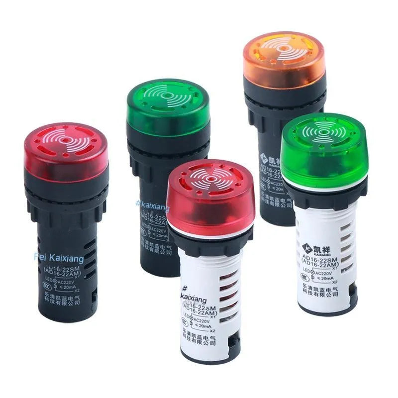 Red AD16-22SM 22mm round flashing sound and light buzzer for panel mounting