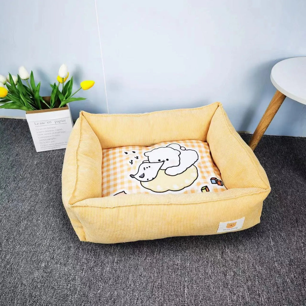 Light blue fine velvet pet nest for dogs and cats with PP cotton filling, shown in 50x40cm size.