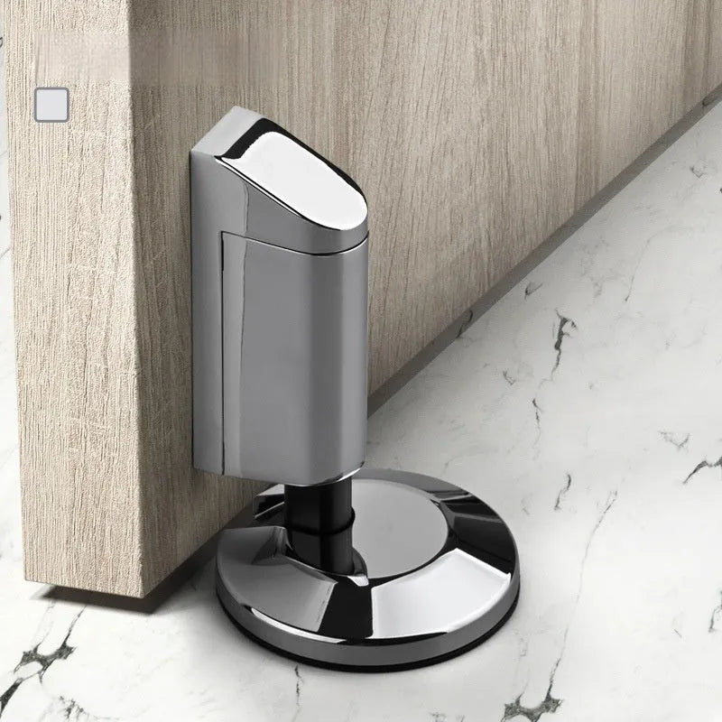 Zinc alloy invisible door stopper in six colour options including black, milky white and brushed metals