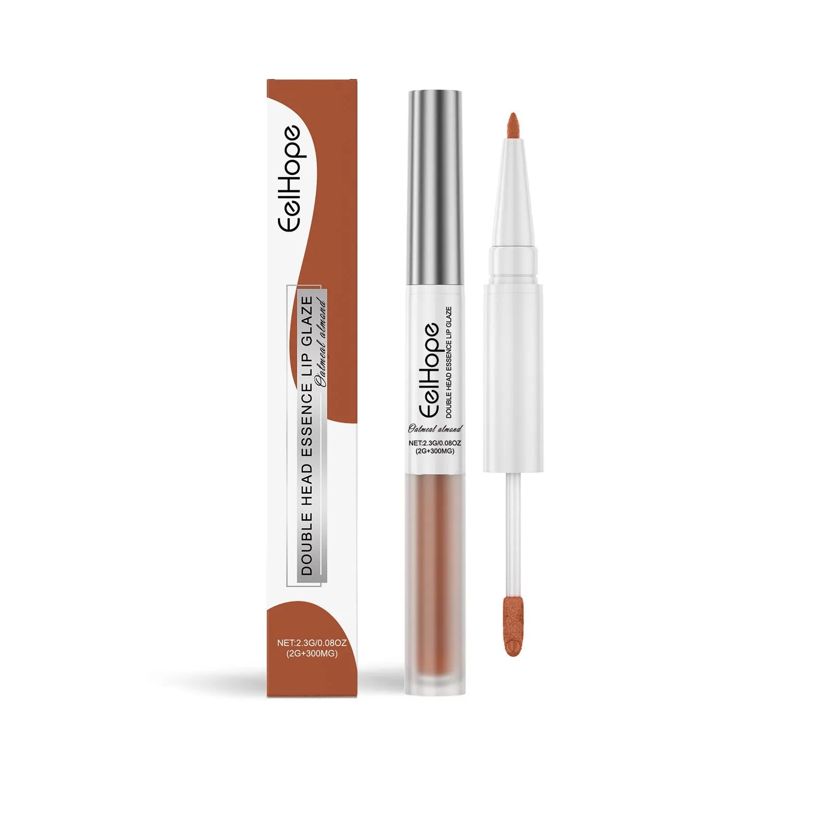 Double-headed lip liner and lip lacquer pen in three matte shades: black coffee truffle, fragrance attack, and oat almond.