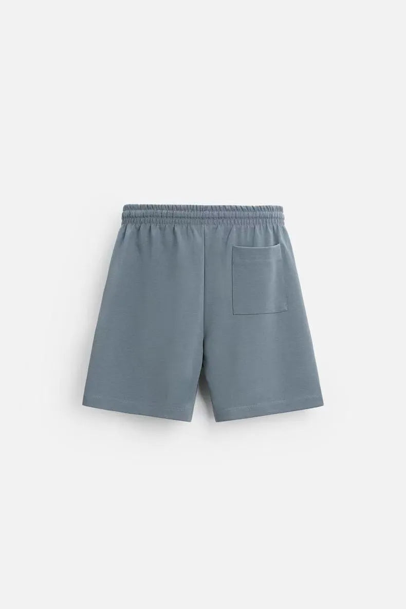 Loose fit short sleeve shirt and matching shorts set in polyester double-sided cloth texture