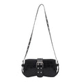 Vertical rectangle PU underarm bag with stitched patchwork, single shoulder strap, available in black, gold, white