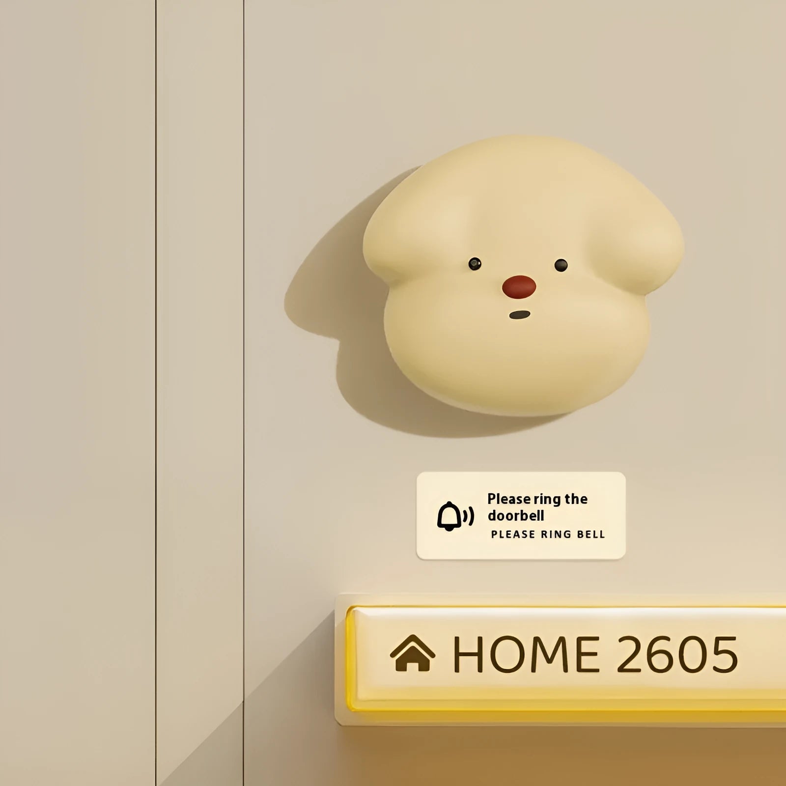 Wireless self-generating beeper doorbell with plug-in power in milky yellow or white colour for household use