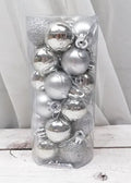 3cm electroplated Christmas ball decorations in ten colours showing gold, red, silver, blue options