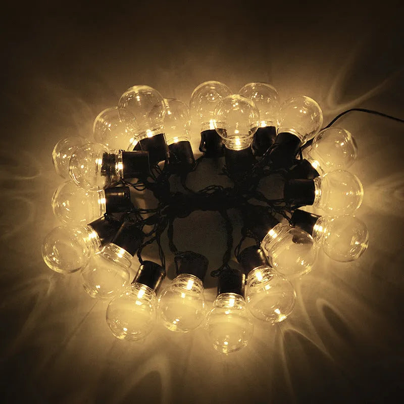 10-metre solar decorative light string with 40 LED bulbs for outdoor festival and camping events