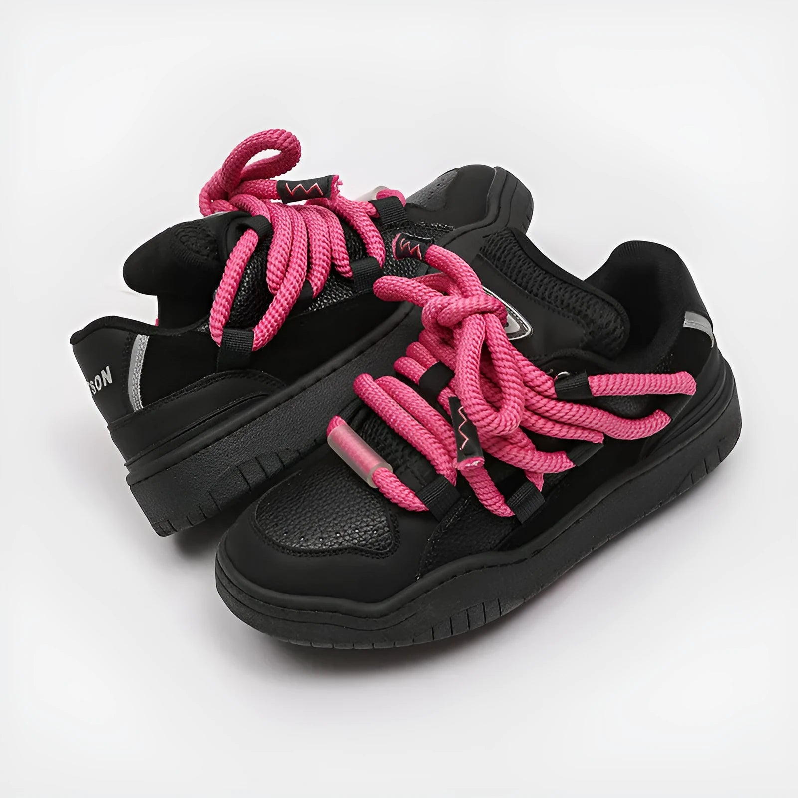 Casual lace-up shoes with thick rubber sole and breathable mesh upper in multiple colour options