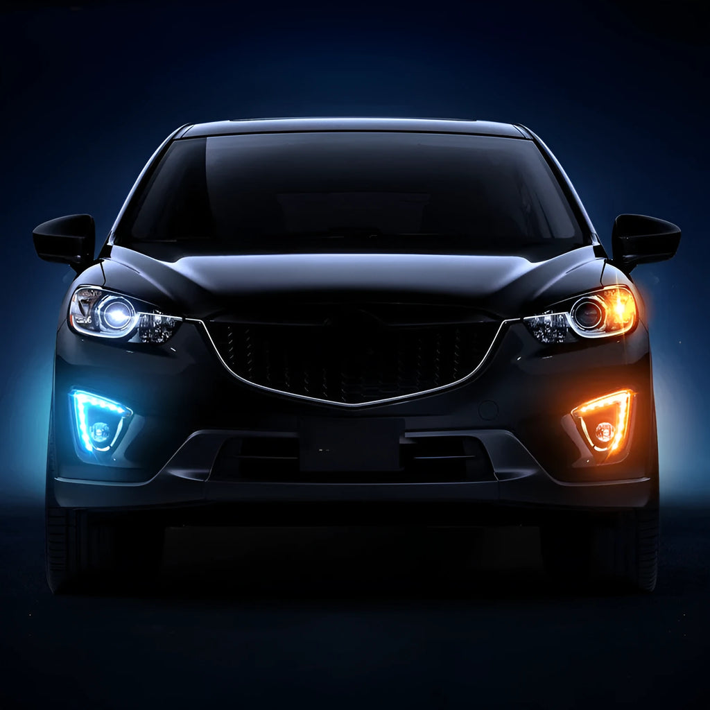 Mazda CX-5 LED daytime running light set with electroplated white finish and 12V voltage specification