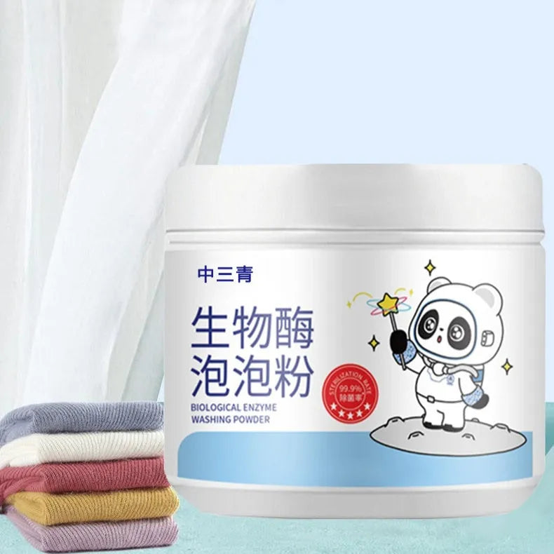 Biological enzyme bubble powder laundry detergent bottle for down jackets, wool, and cotton linen fabrics