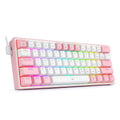 K617 wired mechanical keyboard with RGB backlighting and white pink dual-colour keycaps