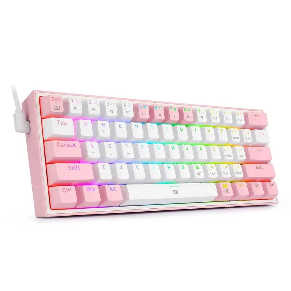 K617 wired mechanical keyboard with RGB backlighting and white pink dual-colour keycaps