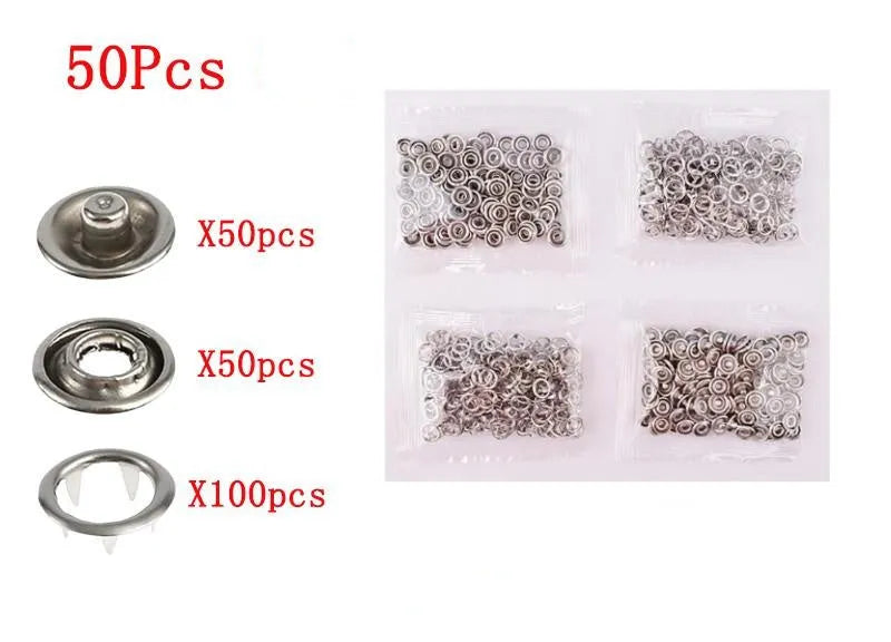Stainless steel five claw no sew buttons 9.5mm with application pliers for children's clothing