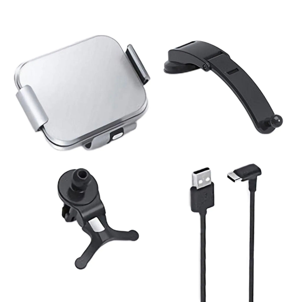 Grey wireless charging bracket with folding screen for mobile phones in vehicle use