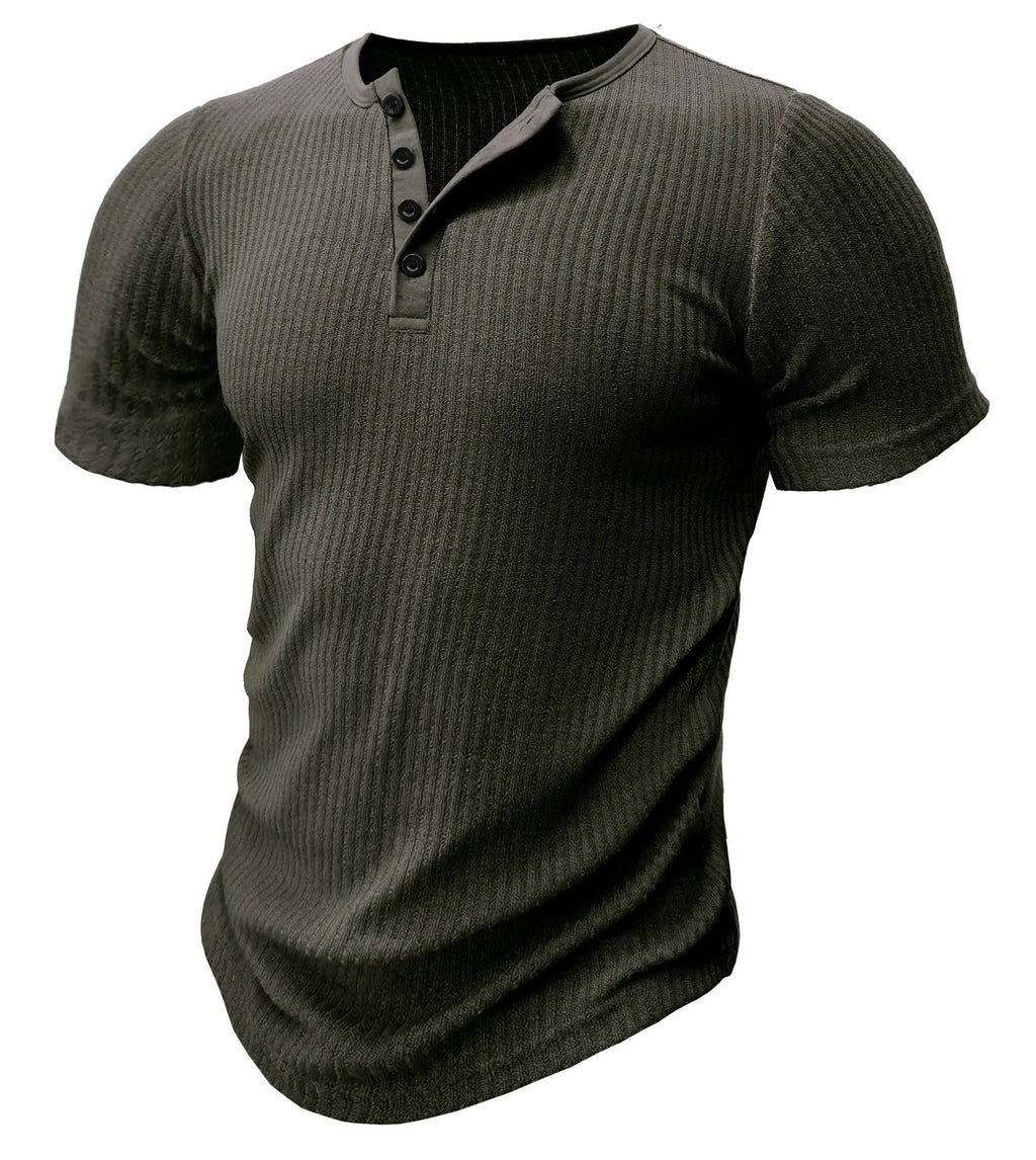 Men's slim-fit short-sleeved sports T-shirt in solid colours on a white background.