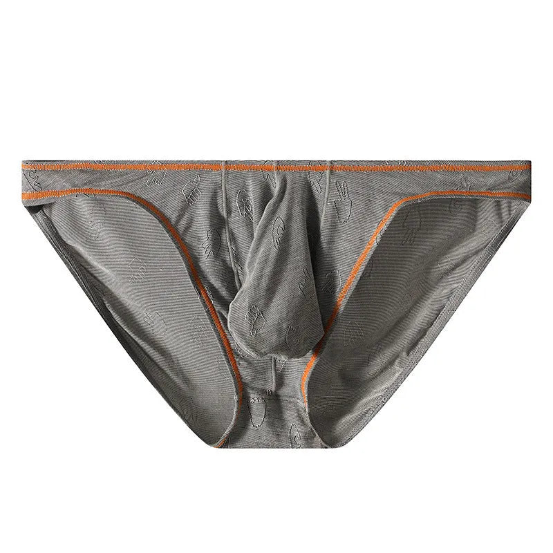 Men's modal ice silk butt-lift hip underwear in dark grey, shown flat
