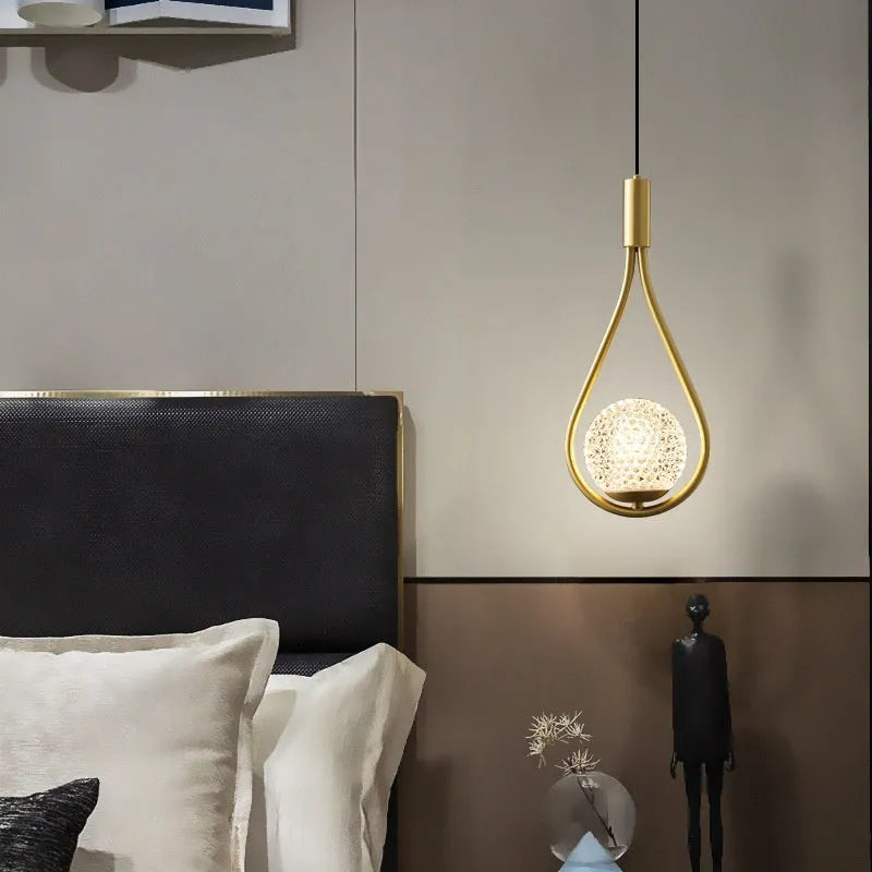 Copper modern minimalist bedroom bedside chandelier with three colour cover options