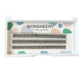 Black V-shaped fishtail false eyelashes showing segments in 8mm, 9mm, 10mm, 11mm, and 12mm lengths