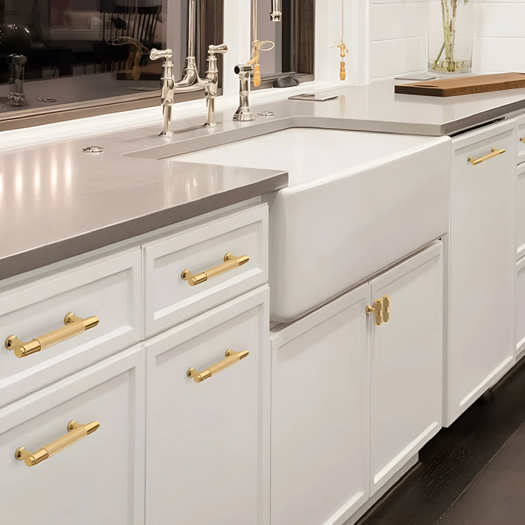 Brushed brass aluminium alloy drawer handle with European style for cabinets and wardrobes
