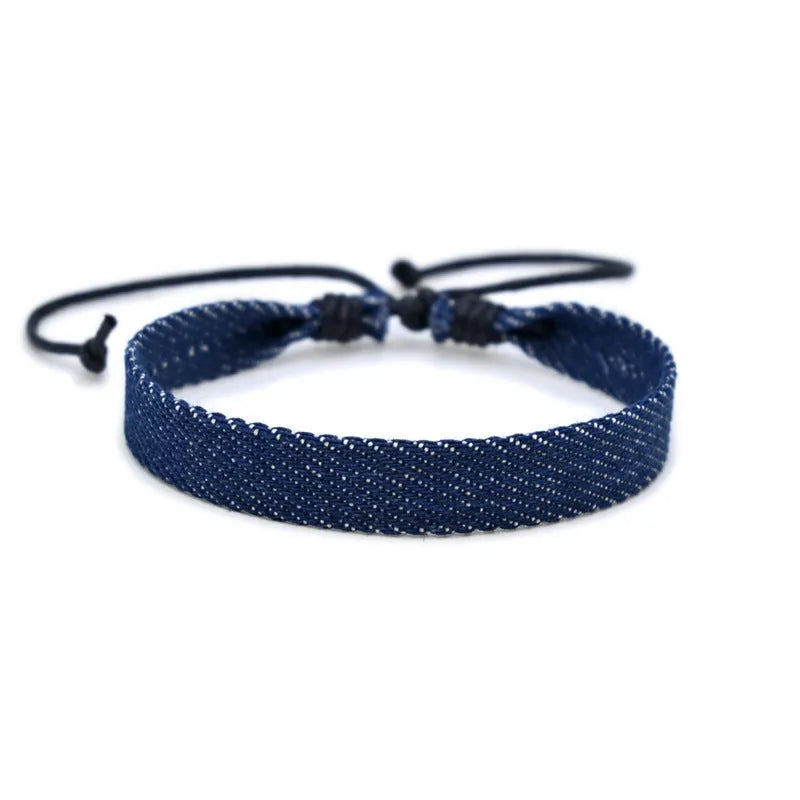 Denim fabric bracelet carrying strap in national style with cute design