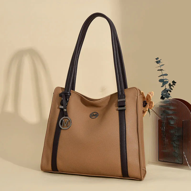 Women's large capacity crossbody bag in European retro style with soft PU leather construction