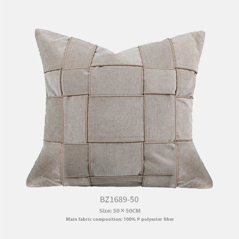 Chenille woven 50x50cm pillow cushion in seven colour options with feather velvet core