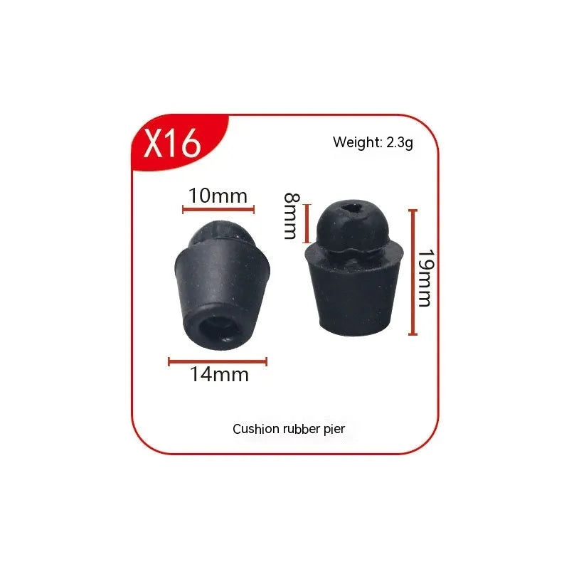Pack of 10 X16 coloured rubber damping clips for automotive shock absorption applications