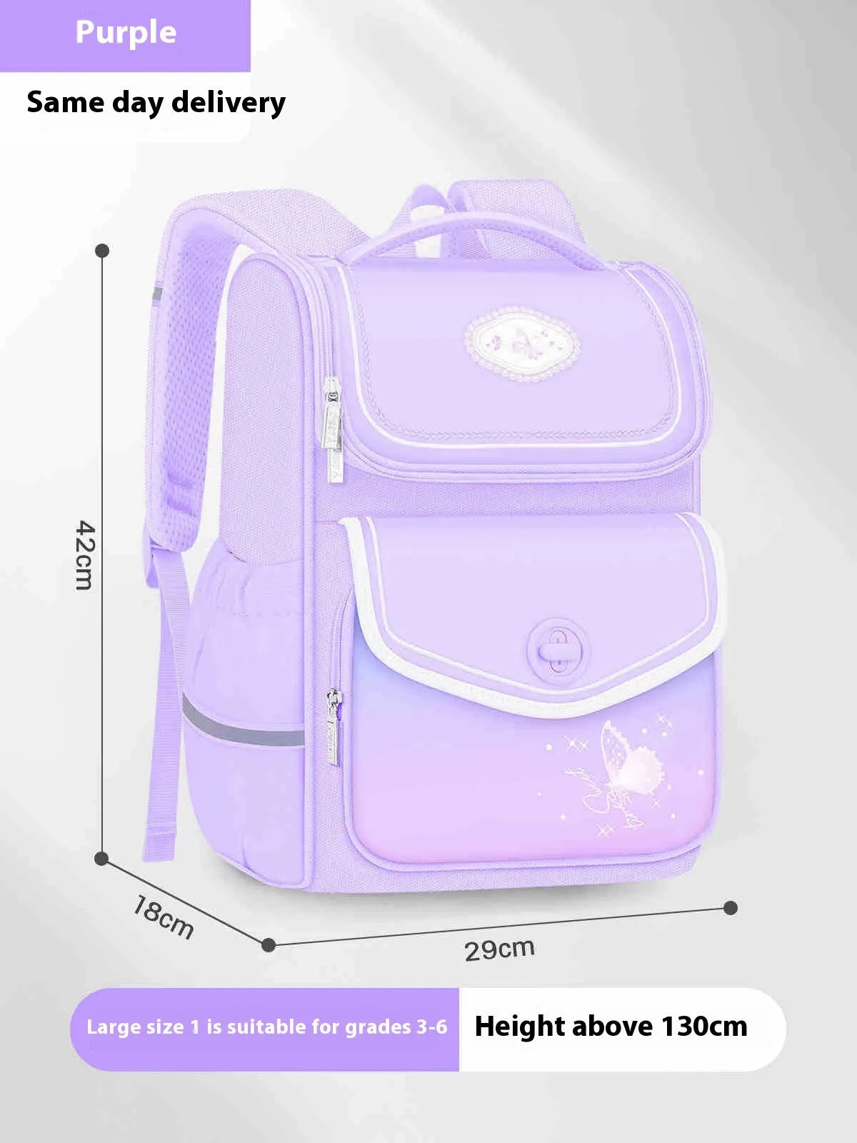 Pink large capacity waterproof oxford cloth schoolbag for primary school girls