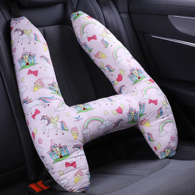 55cm by 70cm car headrest pillow in floral skirt rabbit design with optional neck support pillow.