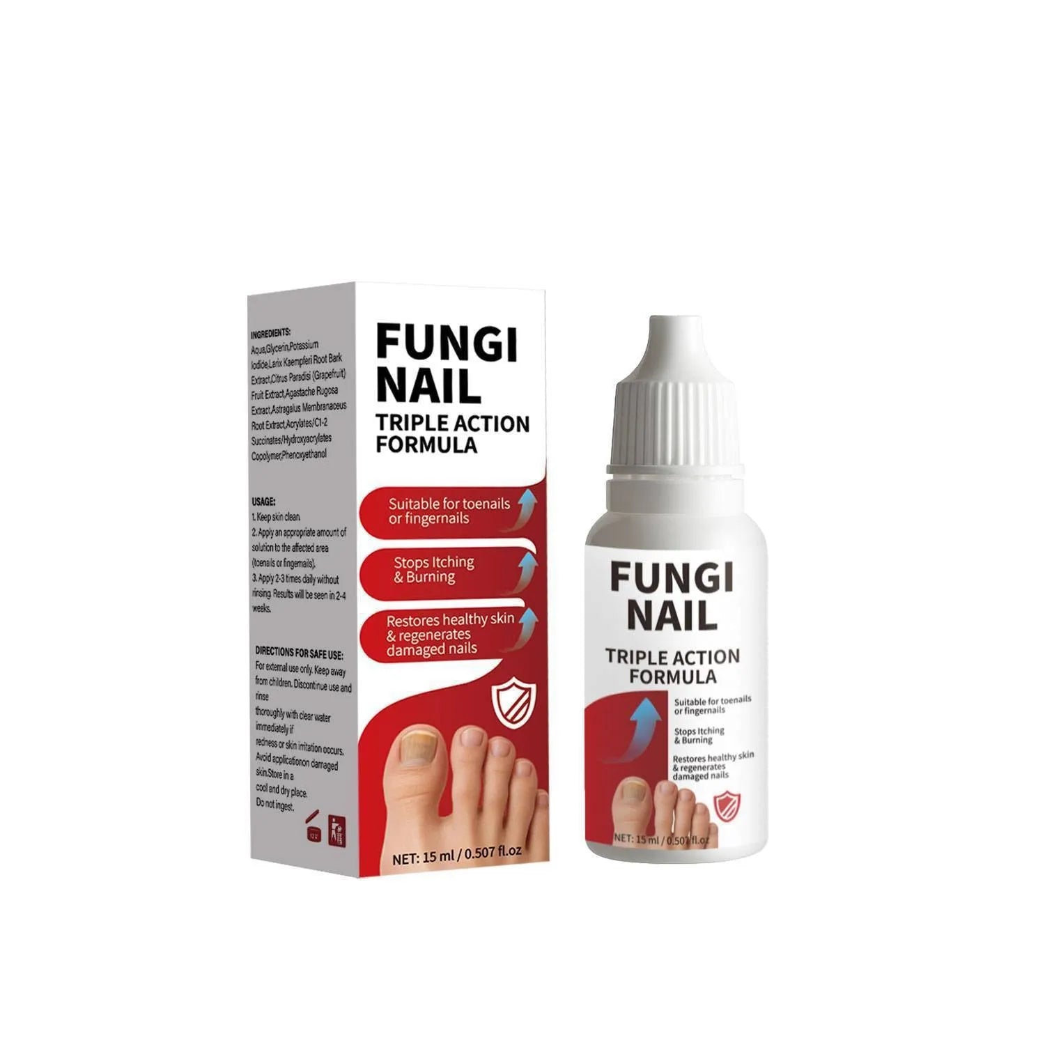 15ml bottle of anti-fungal nail repair solution with application brush