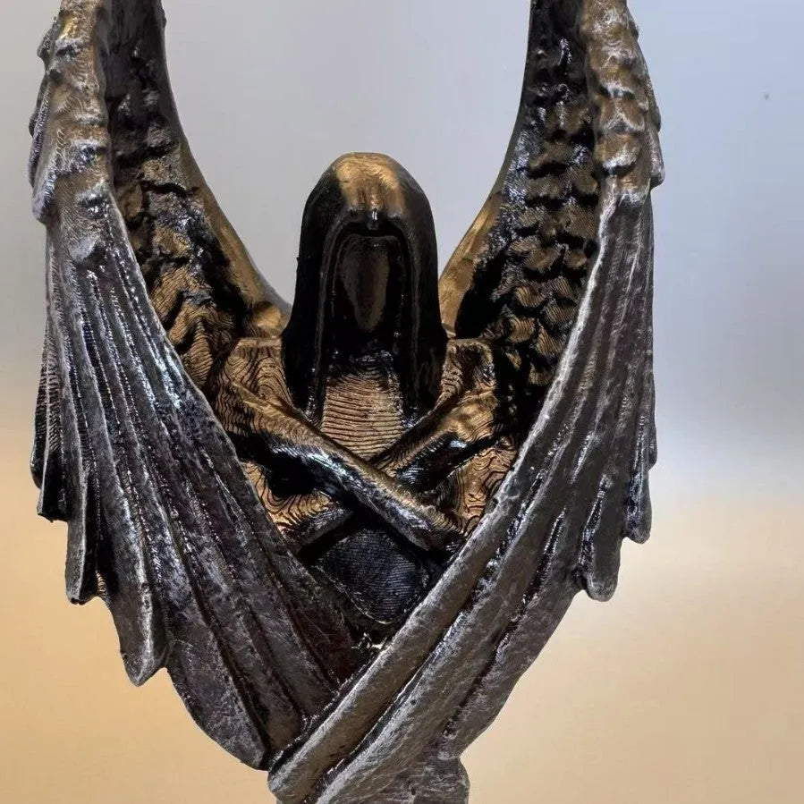 Dark angel statue resin ornament measuring 17cm tall on display.