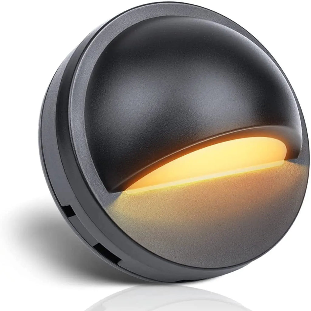 Low voltage platinum outdoor step light for garden paths with adjustable white light