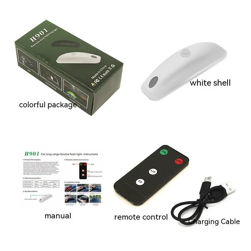 Remote control car strobe light for anti-collision visibility in rain and fog conditions