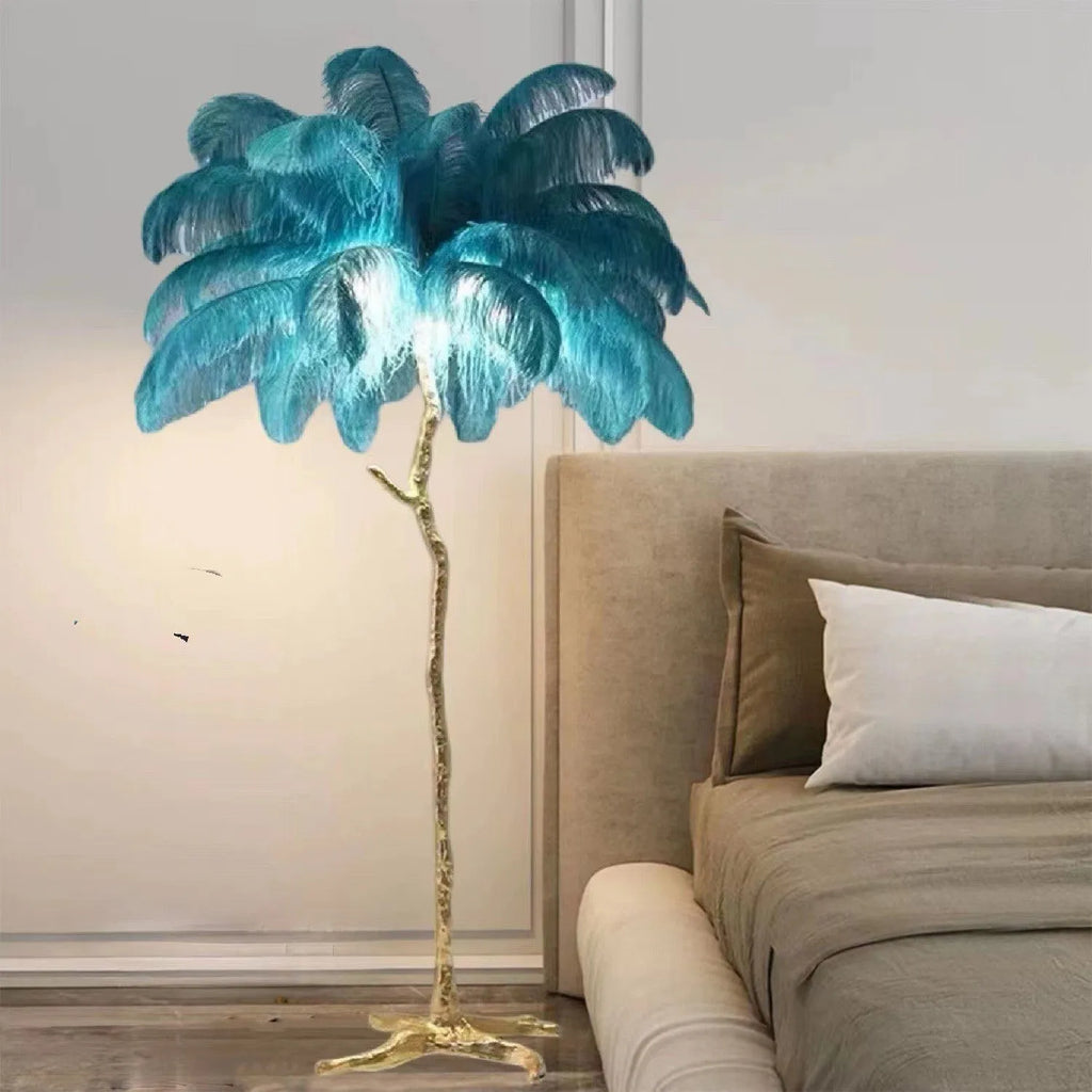 170cm tall decorative resin feather floor lamp with 32 feathers for living room or bedroom