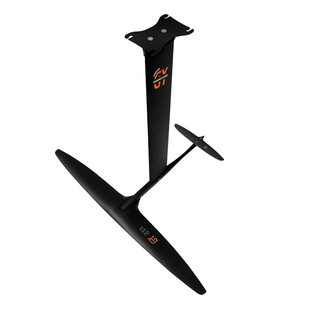 Black carbon fiber racing hydrofoil for surfboards with 1051mm front wing