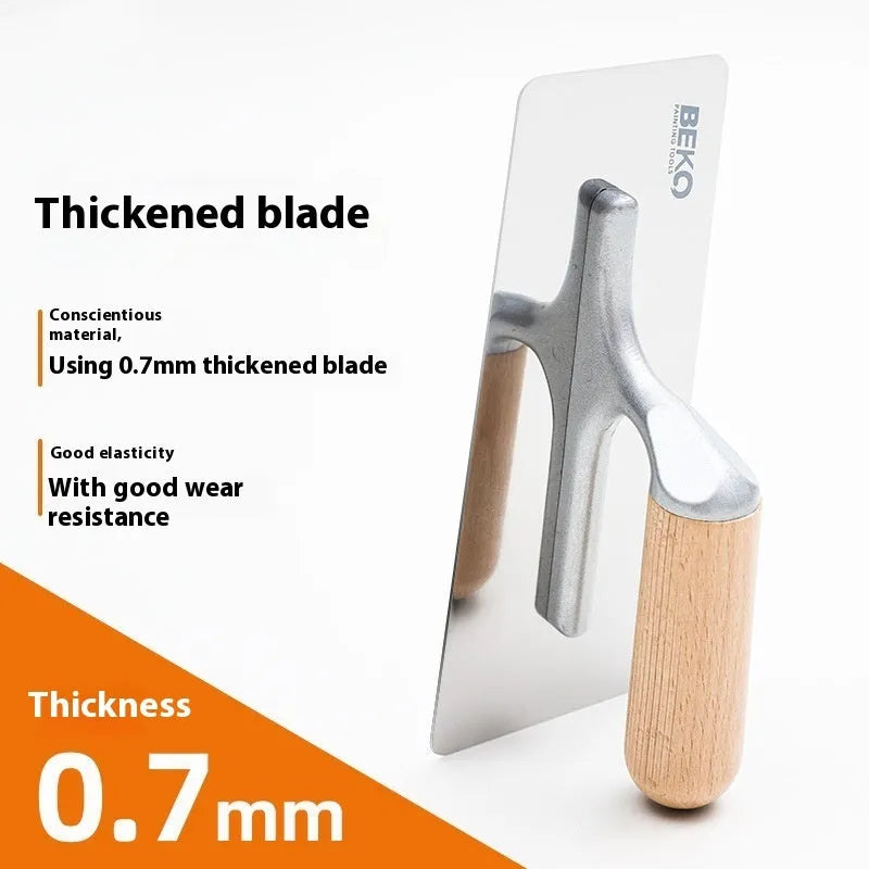 Stainless steel decorative scraper with wooden handle for wall and floor putty application