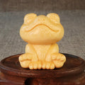 Solid bamboo smiling frog carving ornament 5cm height cartoon decoration