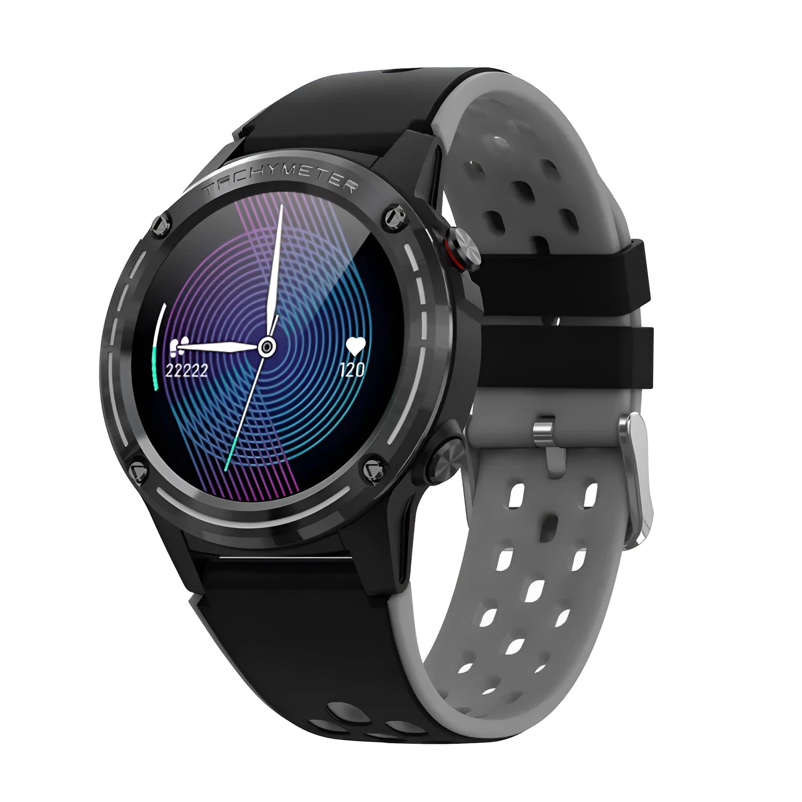 Smart watch for outdoor sports with 1.3 inch screen and silicone wristband in multiple colour options
