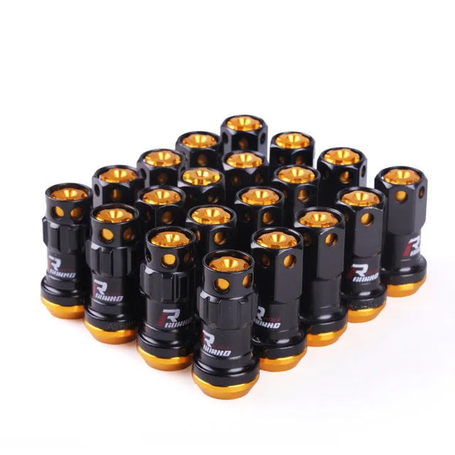 Aluminium alloy flat head wheel nuts in multiple colours with M12 thread for universal vehicle fitment