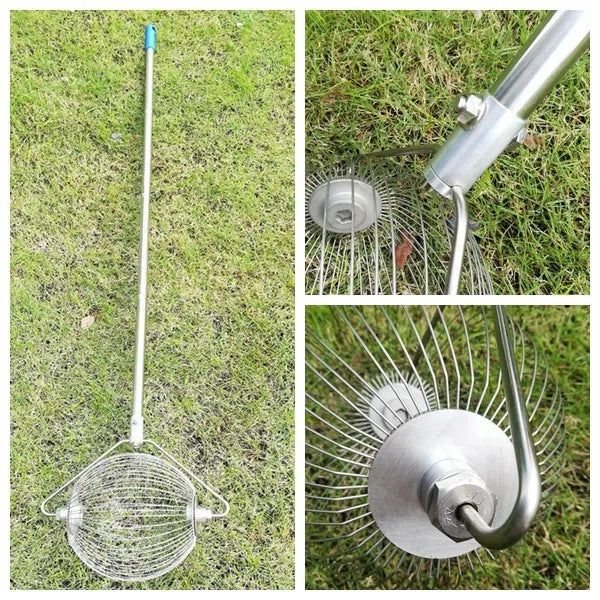 304 stainless steel golf ball picker with metallic finish for collecting practice balls