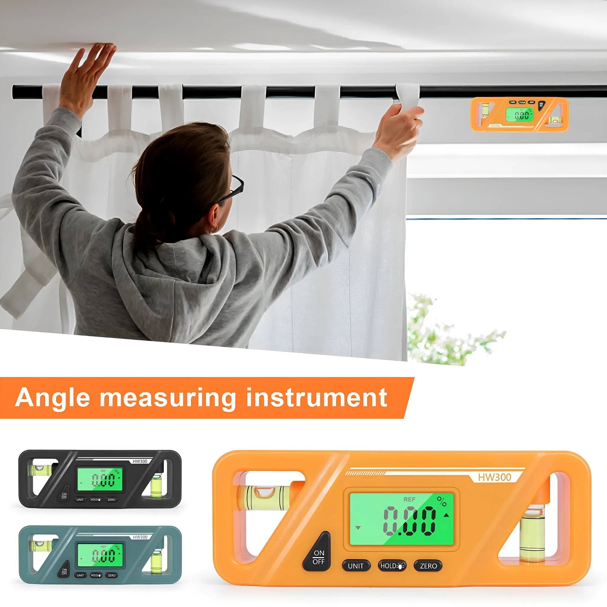 Digital magnetic inclinometer level gauge showing angle readout on display, placed on a metal surface.