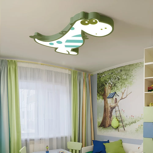 Cartoon dinosaur ceiling light with 48cm diameter aluminium base and PVC shade