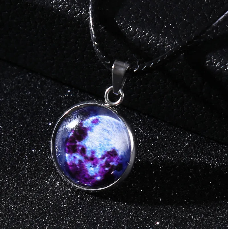 Christmas constellation glass pendant necklace with luminous alloy chain in one of ten colour options