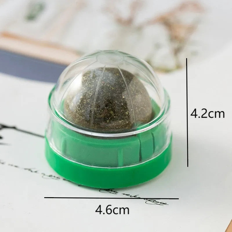 Plastic catnip ball toy in multiple colours for dental cleaning and stress relief