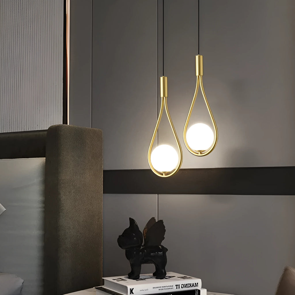 Copper modern minimalist bedroom bedside chandelier with three colour cover options