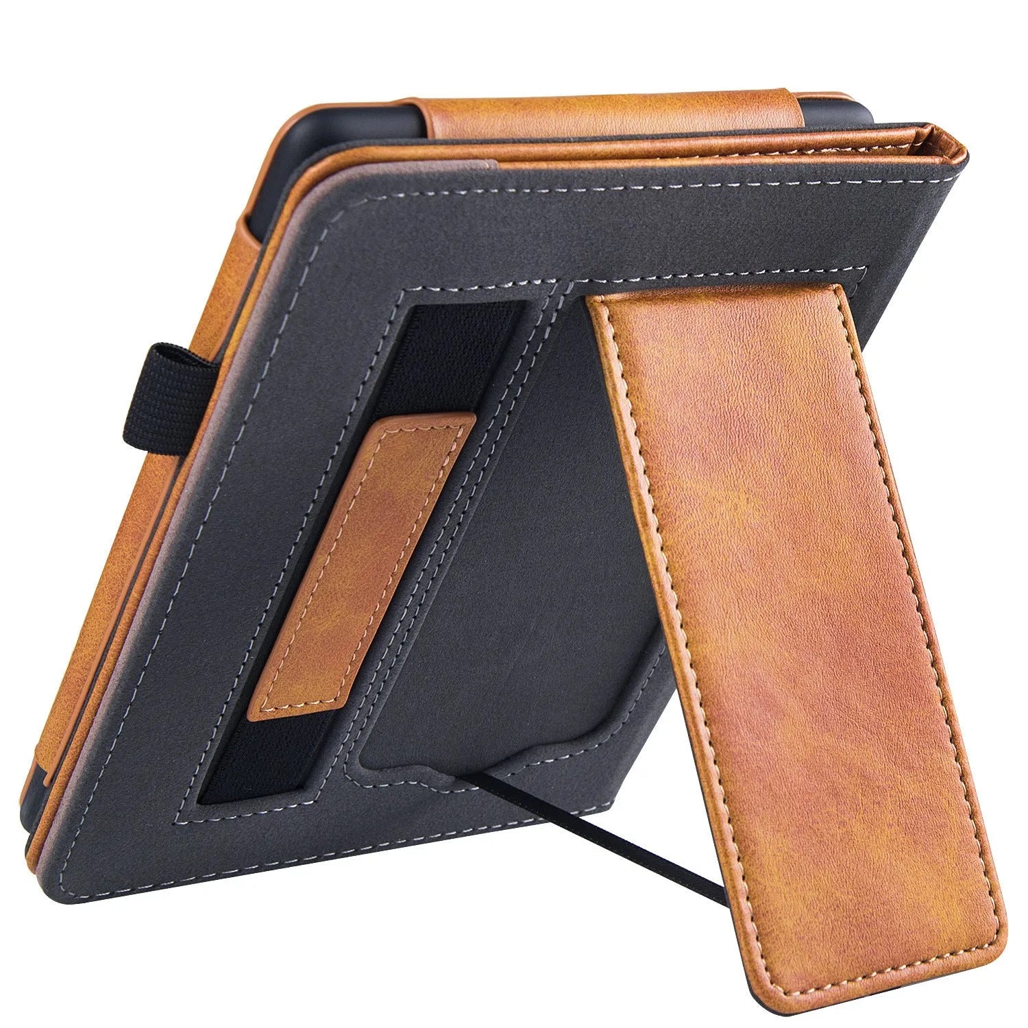 Kindle Paperwhite 11 fabric case with wrist strap bracket in calf leather construction