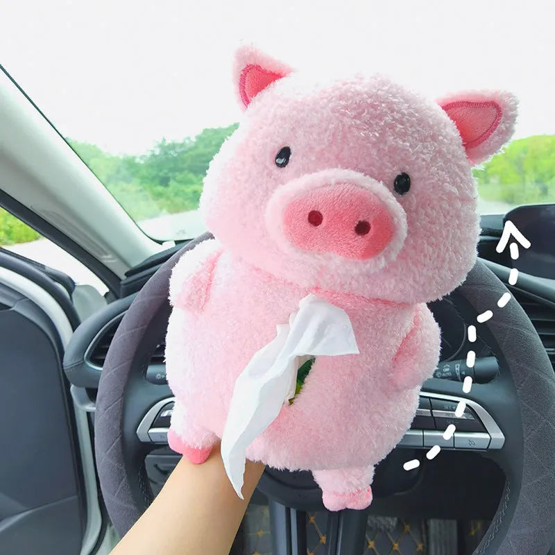 Plush cartoon car tissue box cover in lamb design for automotive and home decoration