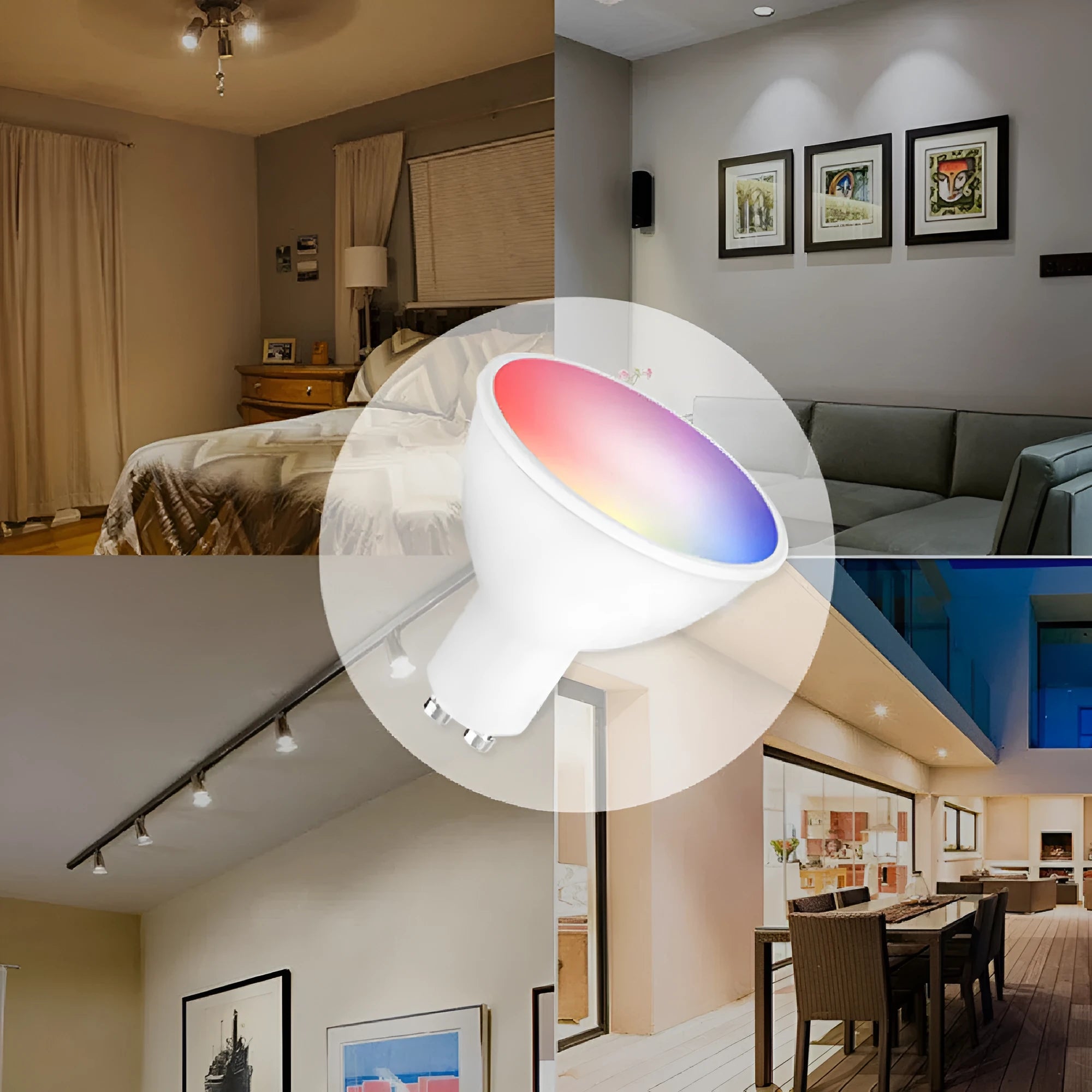 Smart GU10 LED spotlight bulb with RGBCCT colour changing and compact 50x55mm dimensions