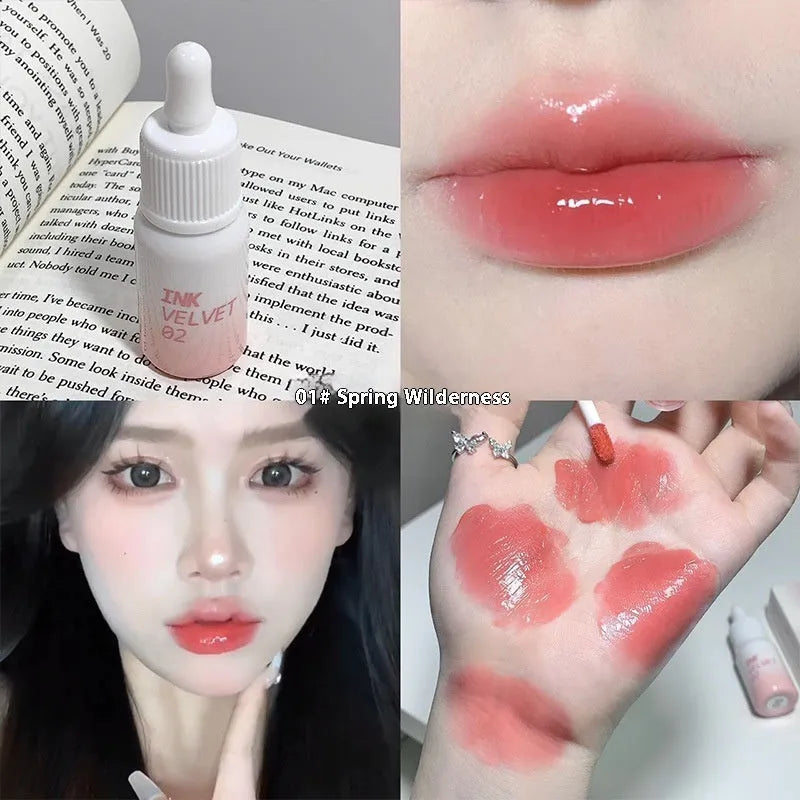 Mirror Lip Lacquer tube in 3.5g size with four shade options showing moisturising non-fade properties