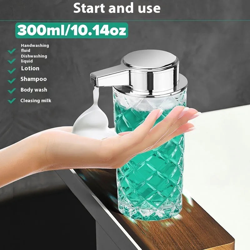 PET automatic soap dispenser with USB Type-C charging port and silver-plated finish